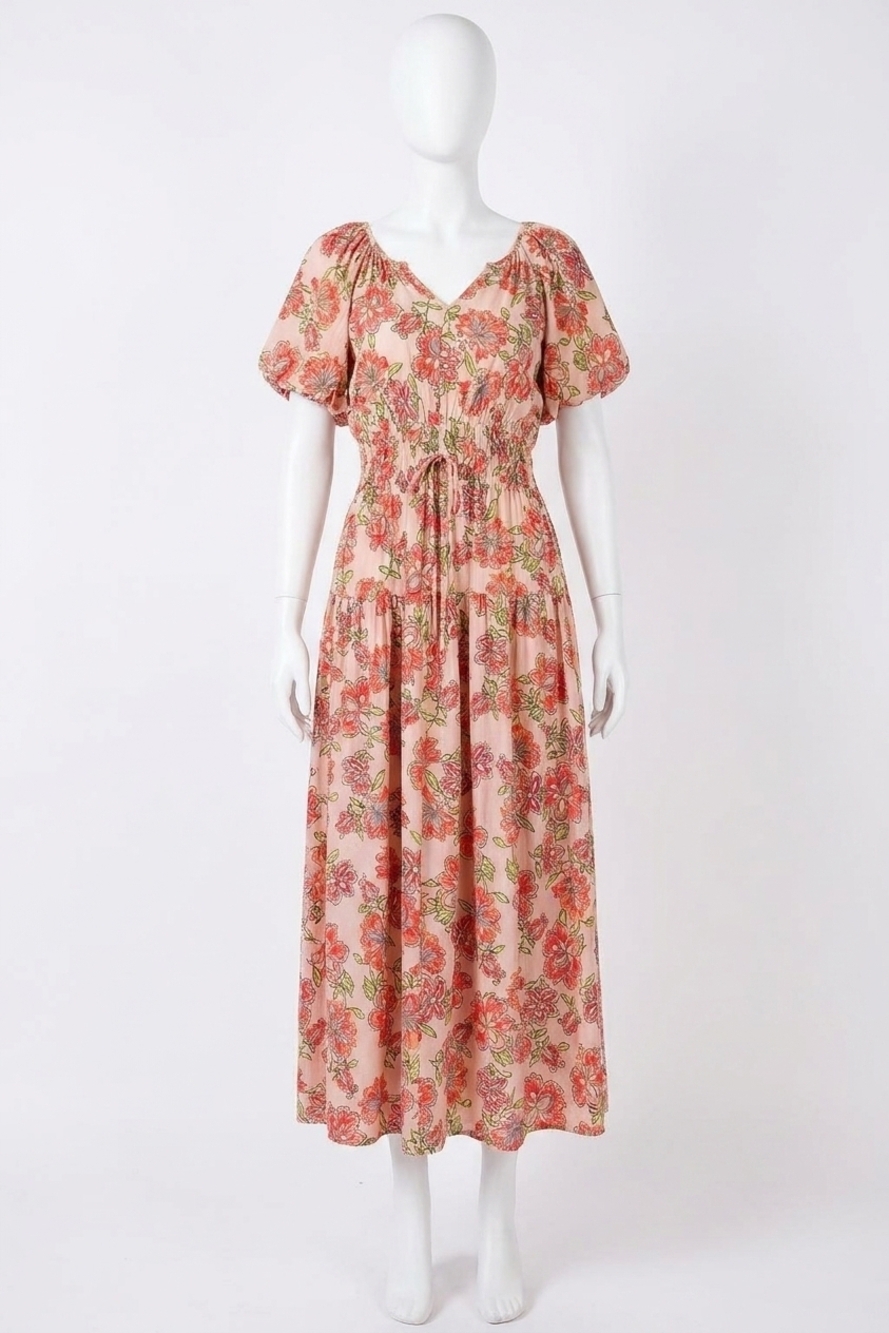NEW EASEL printed peach blossom maxi dress in fuzzy peach